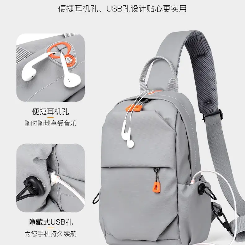Men's Grey Crossbody Shoulder Bag Small Fashionable - Image 4