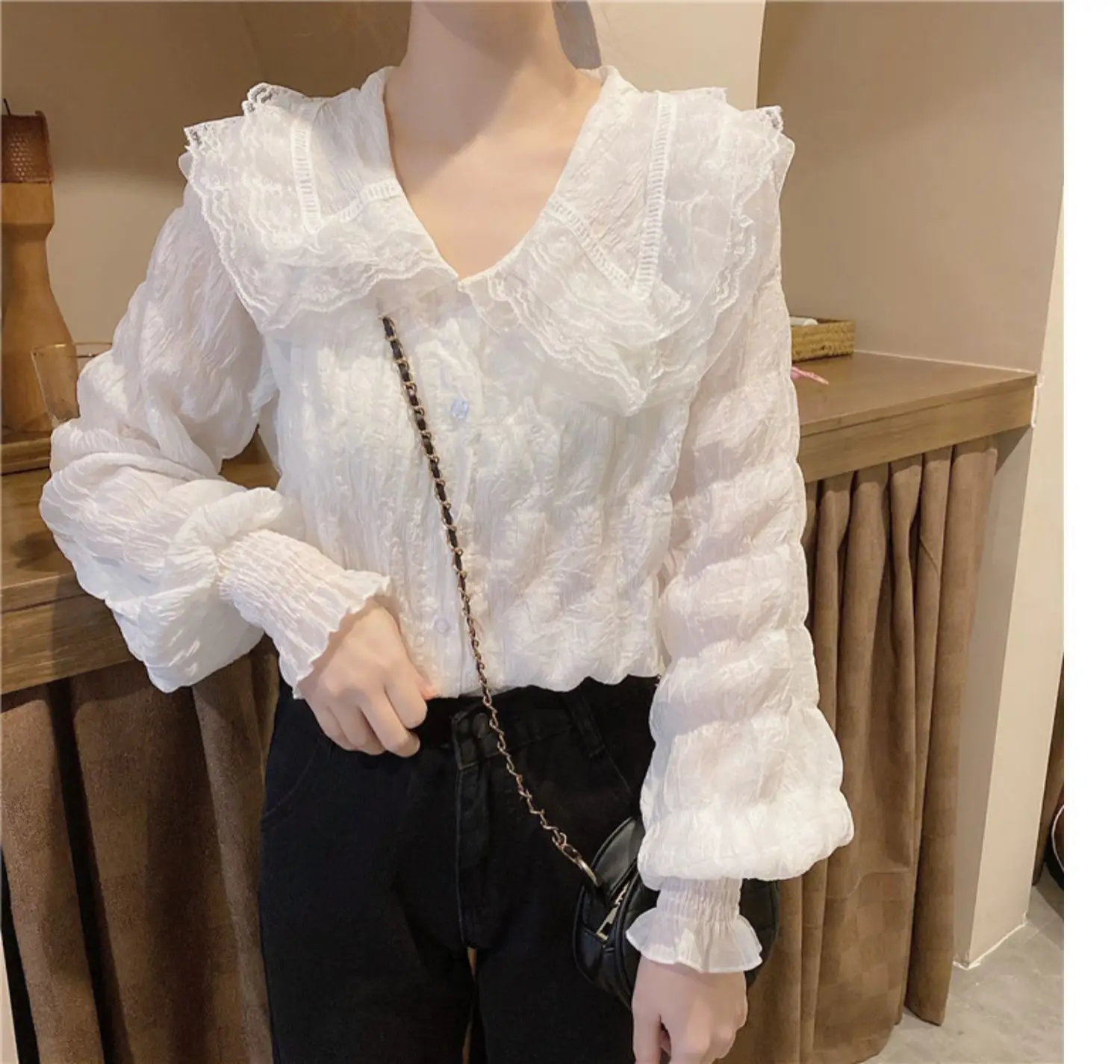 Women Pleated White Shirt Long Sleeve Spring Autumn 2026 — feature 15