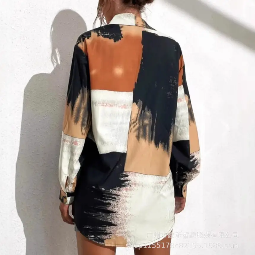 2025 Cross-Border Street Fashion Cardigan Denim Black Lapel Small One-Line Collar Single-Breasted Long-Sleeved Shirt - Image 5