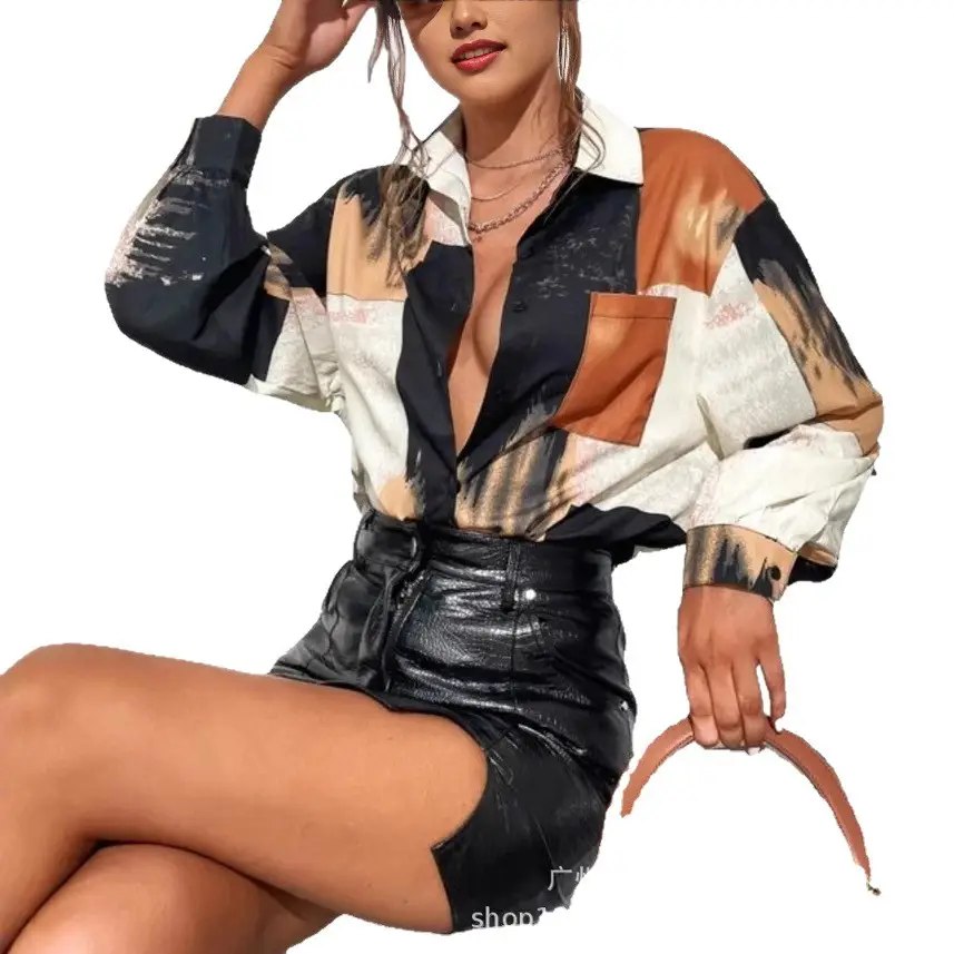 2025 Cross-Border Street Fashion Cardigan Denim Black Lapel Small One-Line Collar Single-Breasted Long-Sleeved Shirt - Image 6