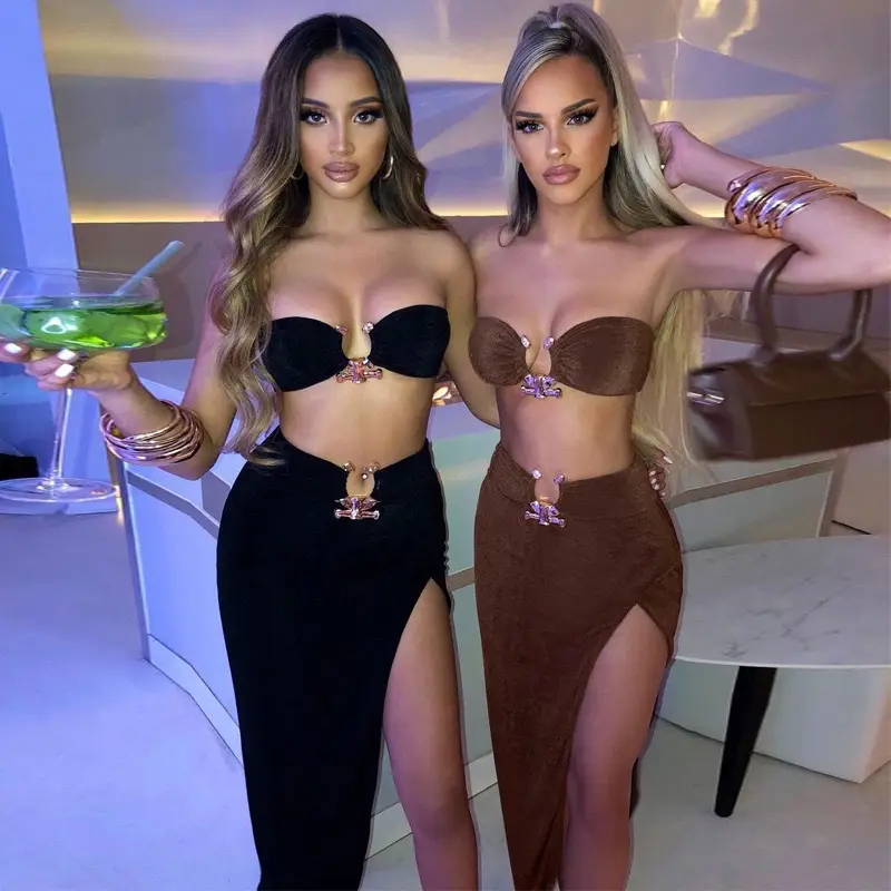 Green Slit Skirt Set for Women 2023 - Image 2