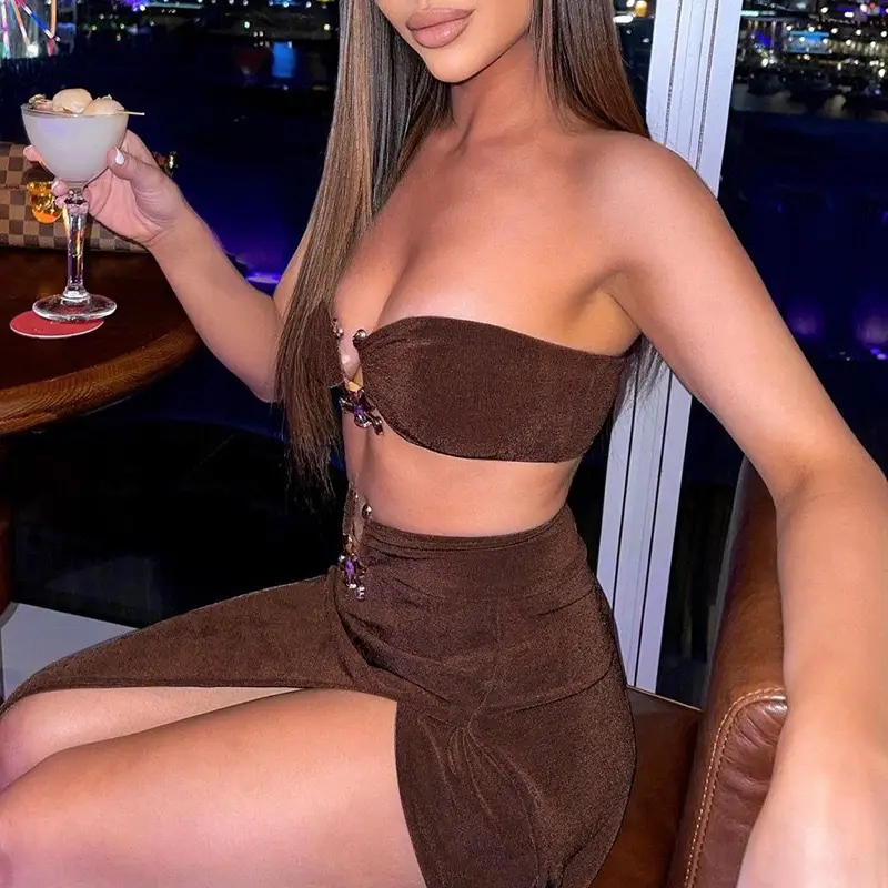 Green Slit Skirt Set for Women 2023 - Image 3
