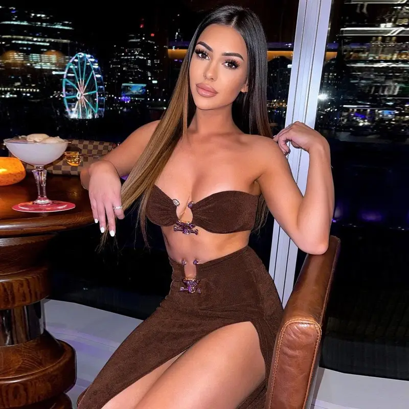Green Slit Skirt Set for Women 2023 - Image 5
