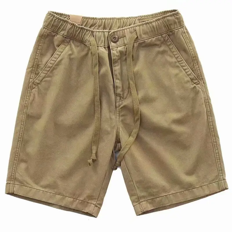 Men's Elastic Waist Casual Shorts Tan 2021 - Image 6
