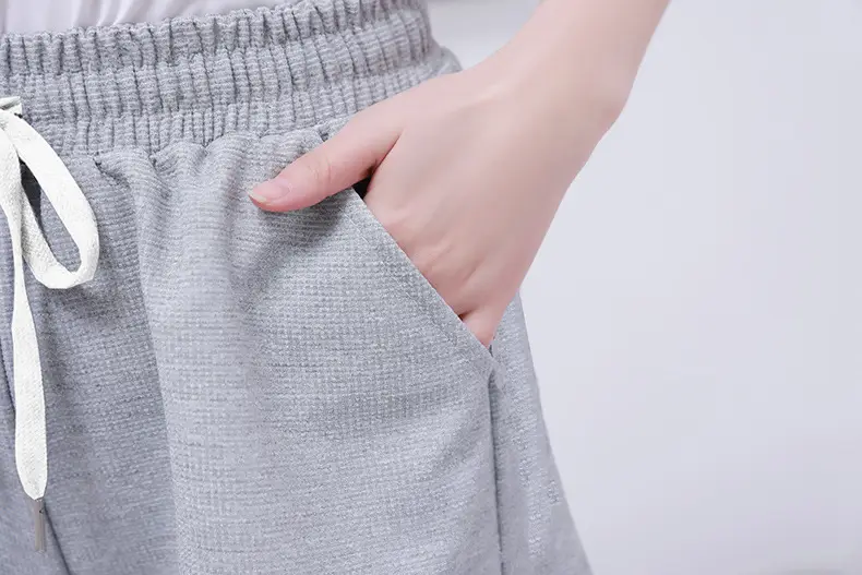 Women's Drawstring Leg-Tied Sweatpants Black High Waist Casual Plus Size — feature 16