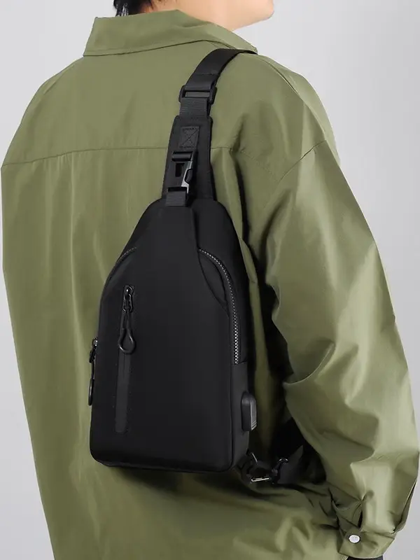 Men's Black Crossbody Bag Large Capacity - Image 5