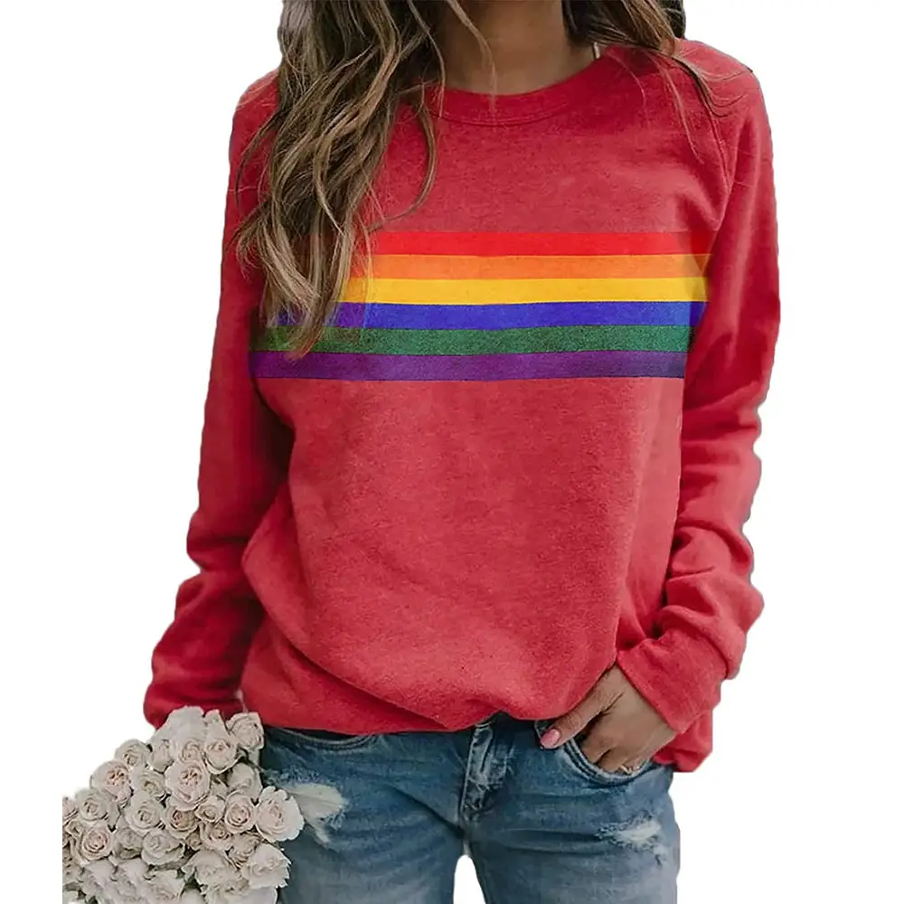 Black Color Stripe Crewneck Long Sleeve Pullover Sweater - Image 8