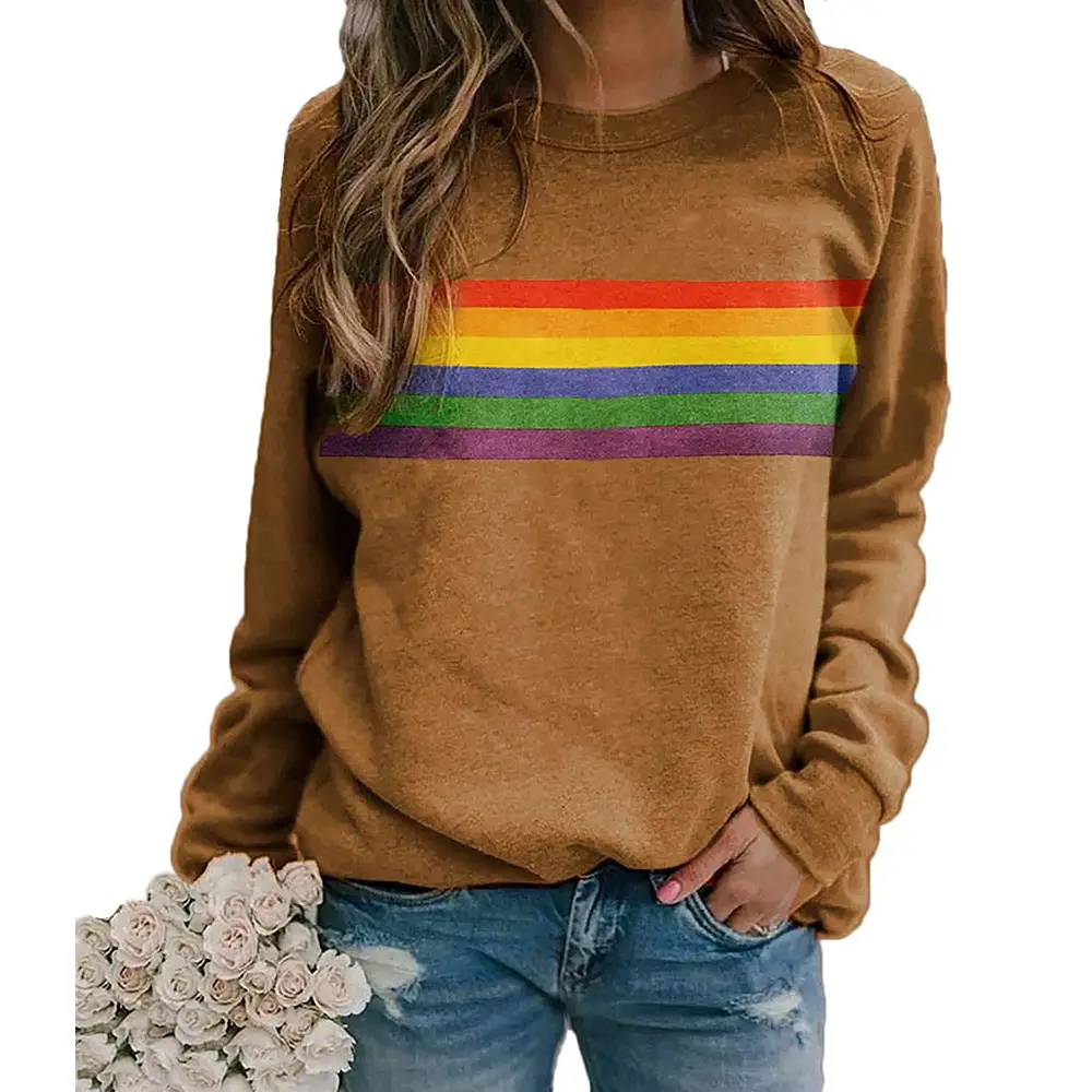 Black Color Stripe Crewneck Long Sleeve Pullover Sweater - Image 10