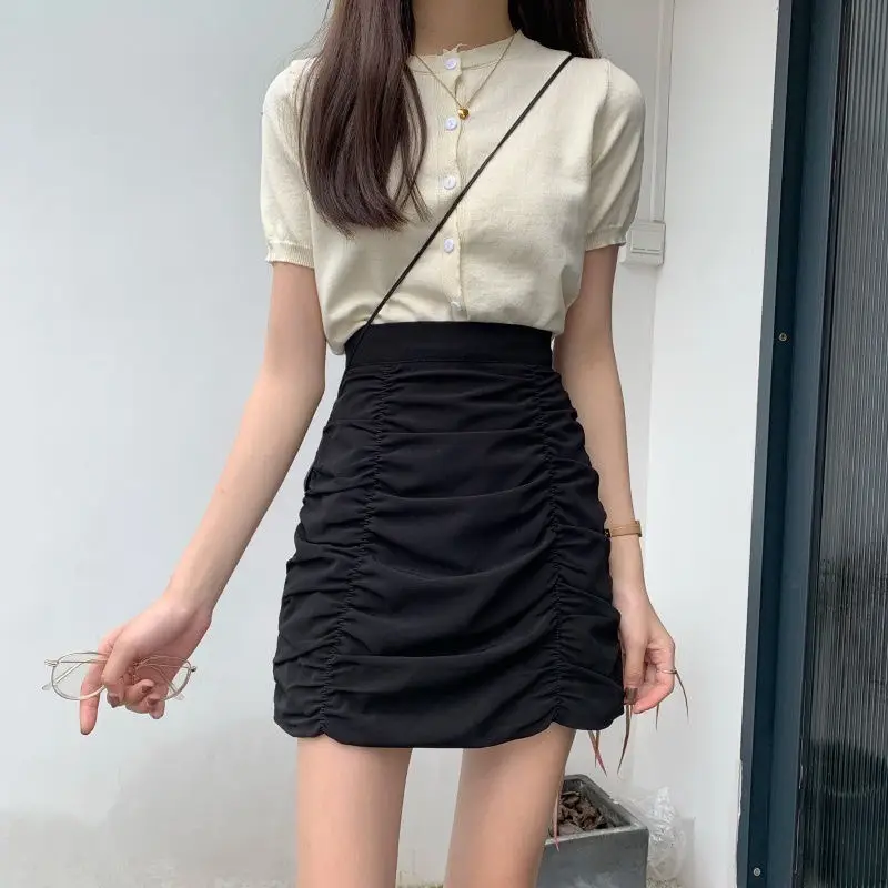 Black Slim Pleated High Waist Skirt Spring Summer 2023 - Image 5