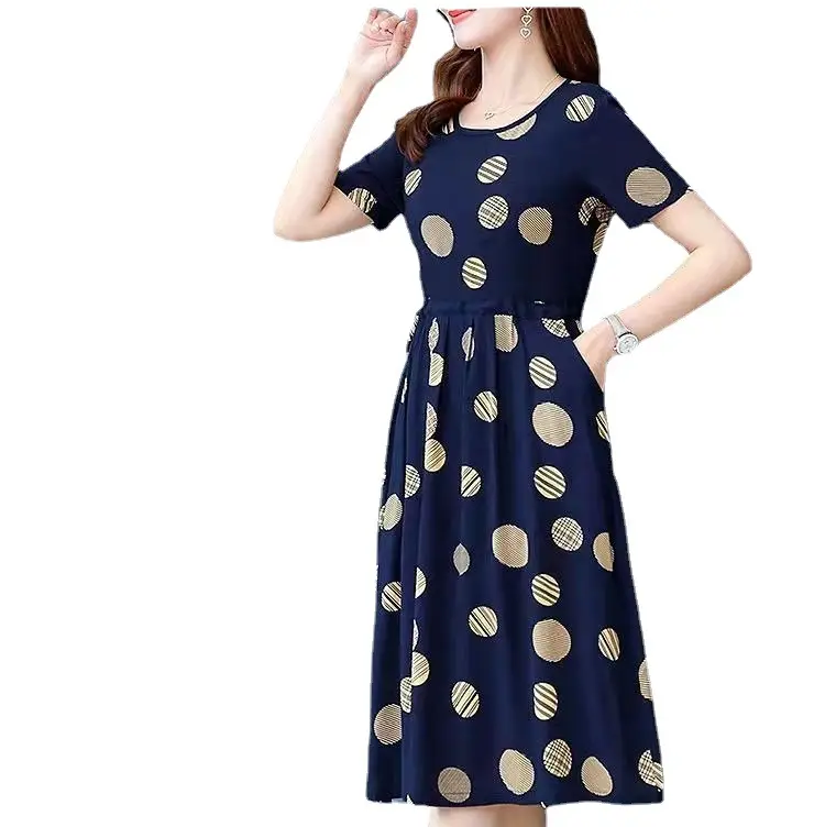2023 Summer Printed Dress Women Large Size Mid-Length Loose Slimming Western Style - Image 7