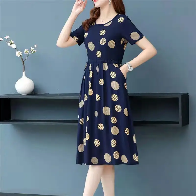 2023 Summer Printed Dress Women Large Size Mid-Length Loose Slimming Western Style — feature 10