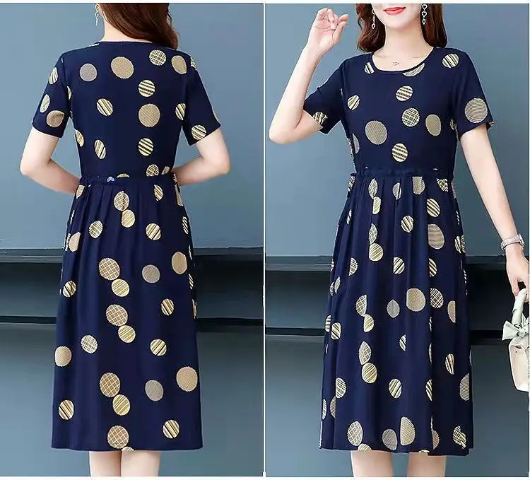 2023 Summer Printed Dress Women Large Size Mid-Length Loose Slimming Western Style — feature 9