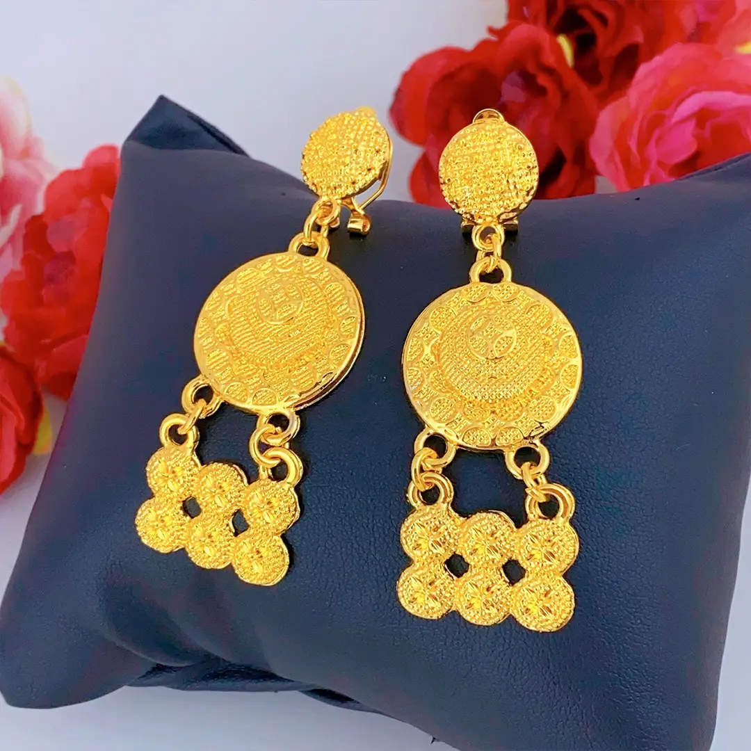 New 24k Gold Plated Dubai Bride Necklace Earrings Ring Bracelet Set India Women Jewelry Set Spot — feature 45