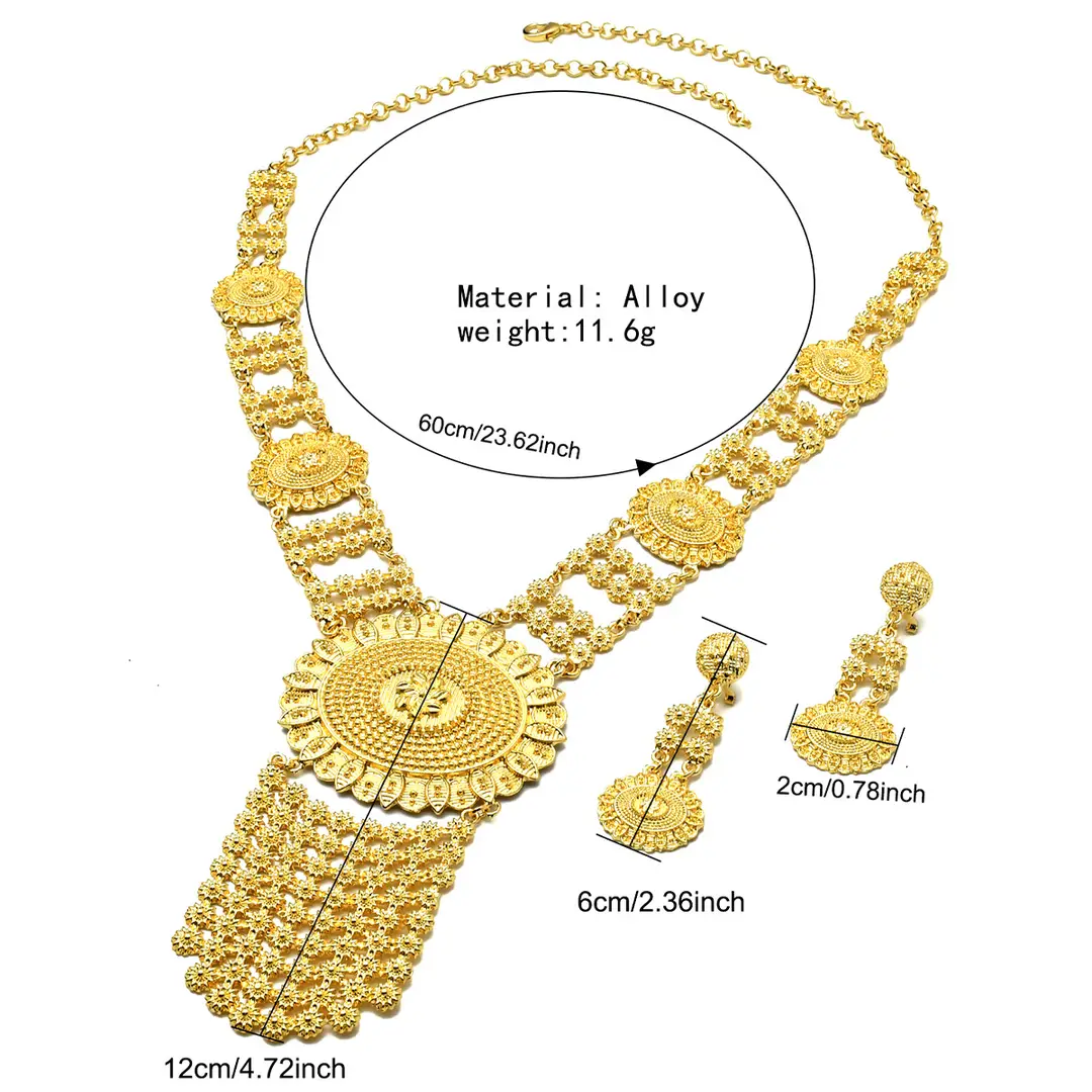 New 24k Gold Plated Dubai Bride Necklace Earrings Ring Bracelet Set India Women Jewelry Set Spot — feature 47