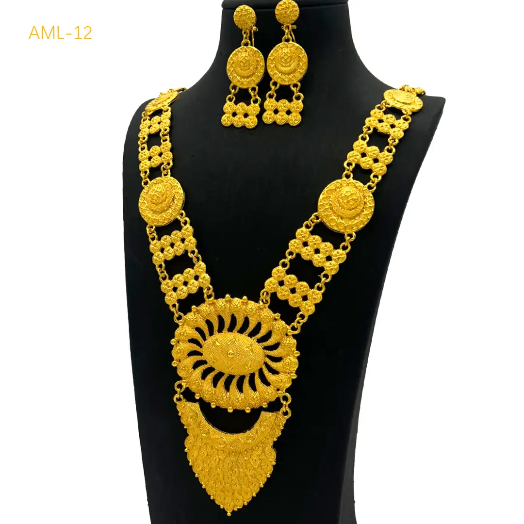 New 24k Gold Plated Dubai Bride Necklace Earrings Ring Bracelet Set India Women Jewelry Set Spot