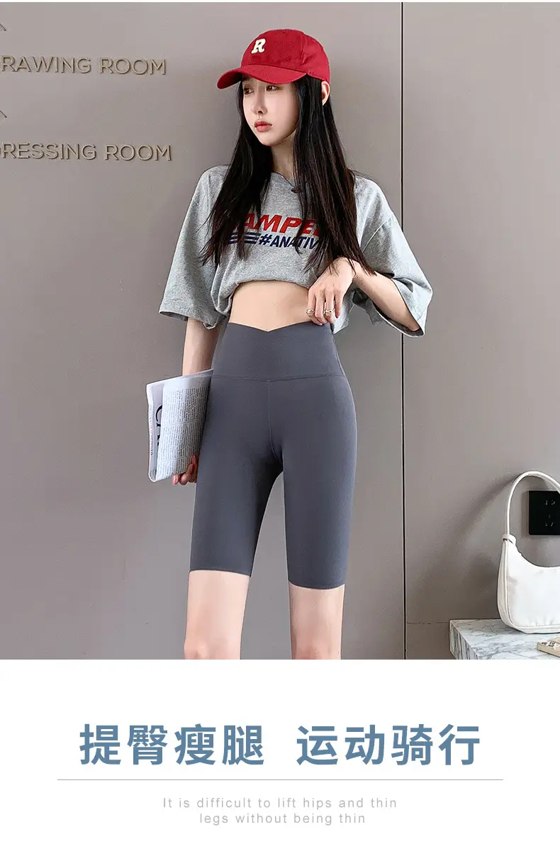 Women Thin Summer Shark Leggings Cross Waist Black — feature 5