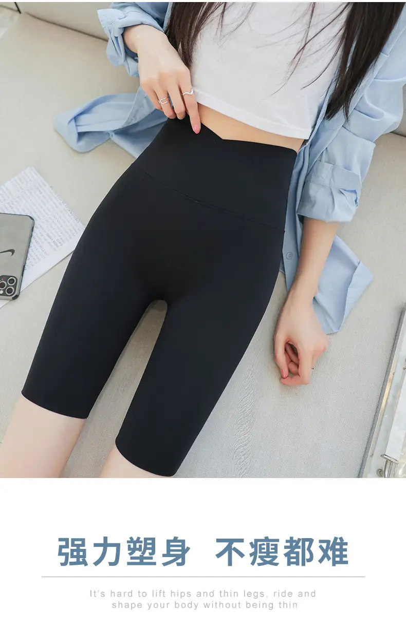 Women Thin Summer Shark Leggings Cross Waist Black — feature 6