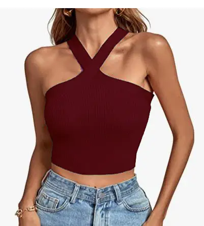 Green Cross Halter Neck Knitted Camisole Top - Image 19
