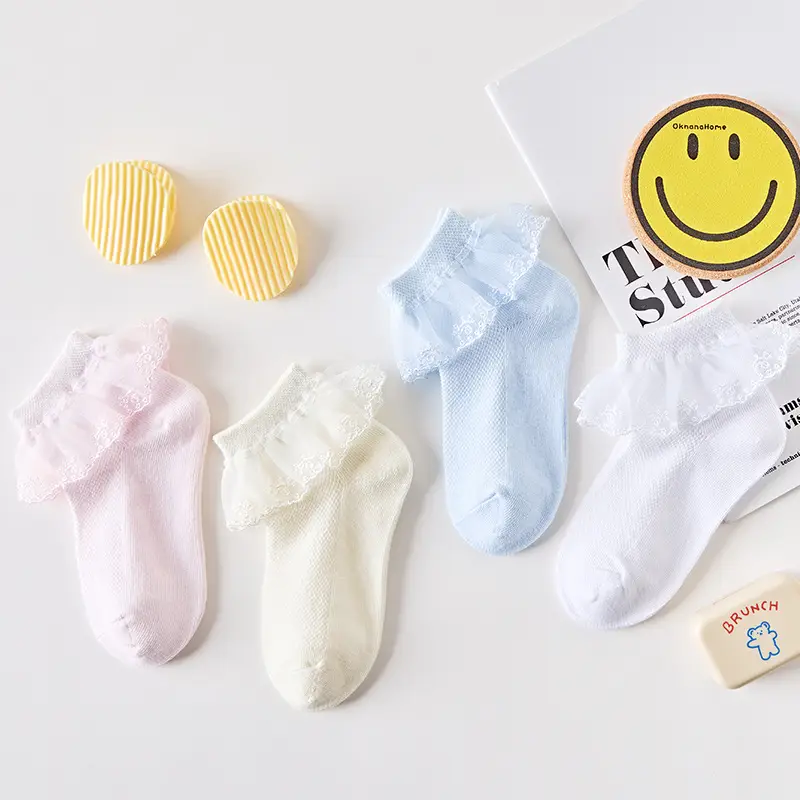 Girls Lace Socks Summer Breathable White - Image 6
