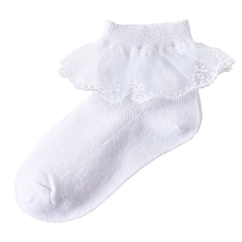 Girls Lace Socks Summer Breathable White - Image 9