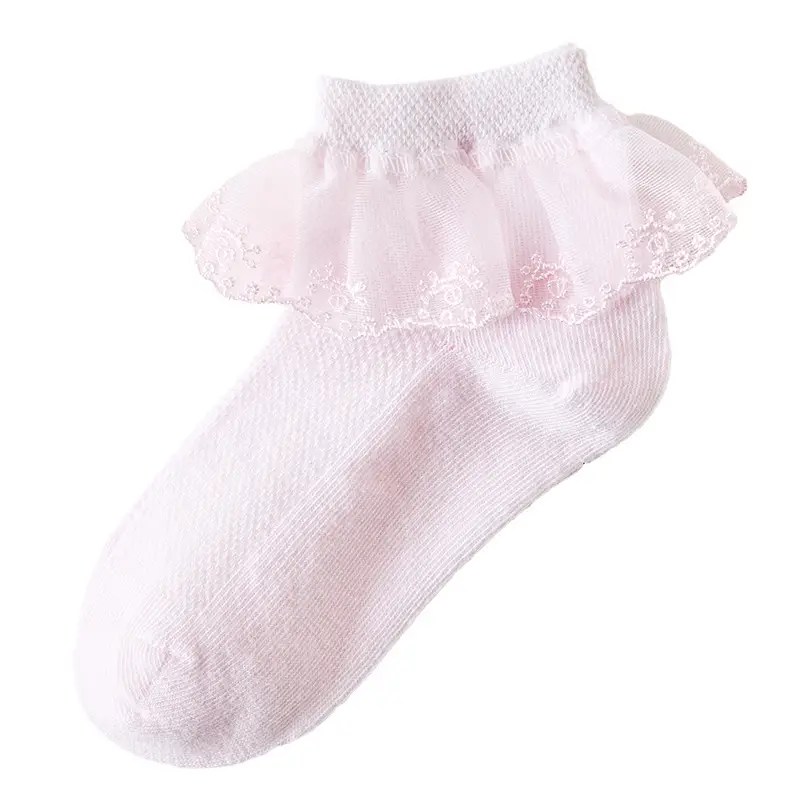 Girls Lace Socks Summer Breathable White - Image 2