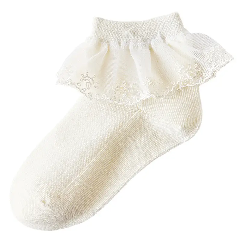 Girls Lace Socks Summer Breathable White - Image 3