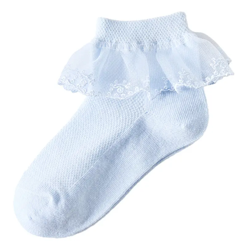 Girls Lace Socks Summer Breathable White - Image 4