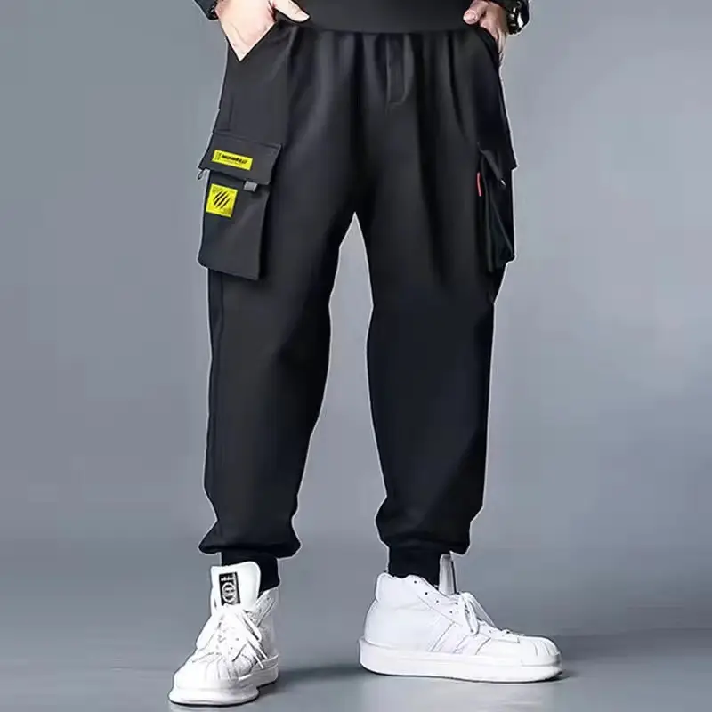 Men's Black Cotton Jogger Pants Large Size - Image 2