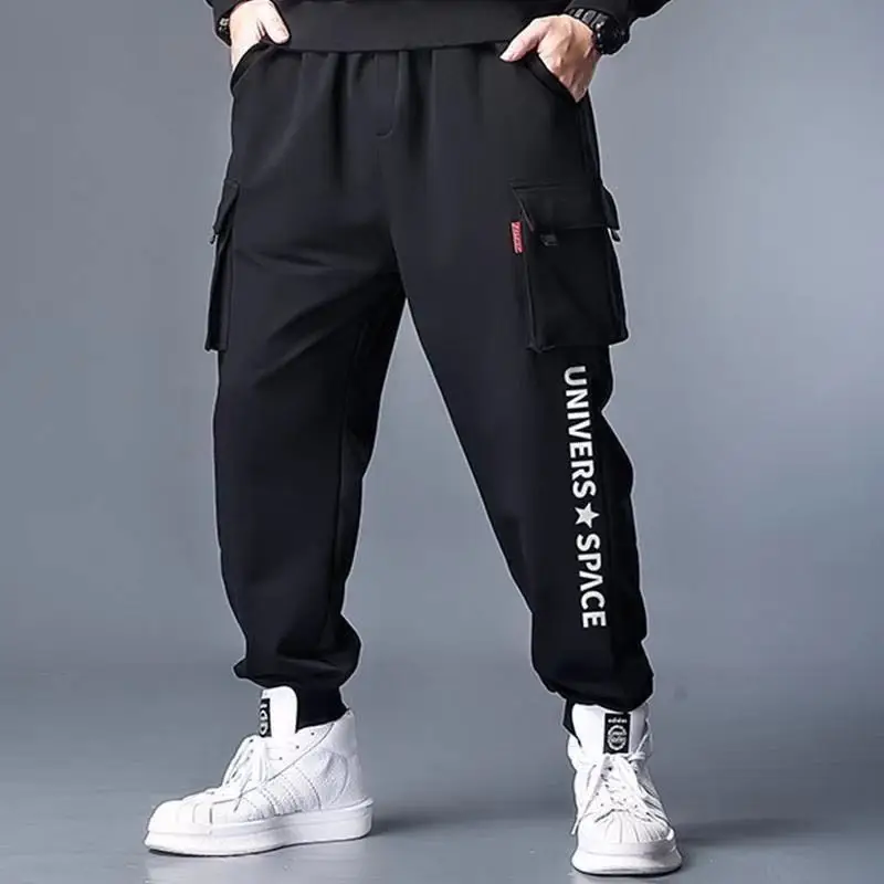 Men's Black Cotton Jogger Pants Large Size - Image 3