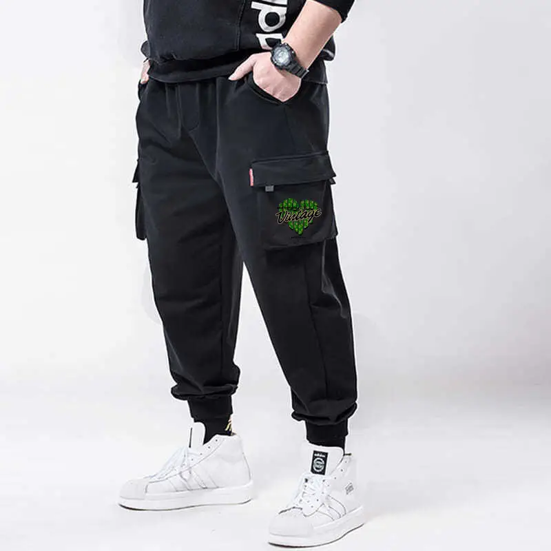 Men's Black Cotton Jogger Pants Large Size - Image 4