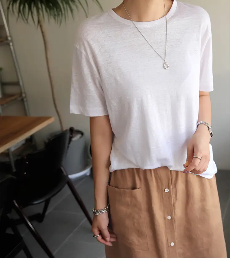 Linen Linen V-Neck T-Shirt Lavender — feature 1