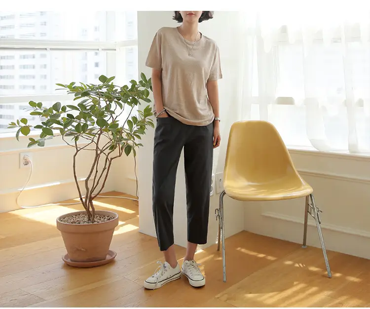 Linen Linen V-Neck T-Shirt Lavender — feature 11