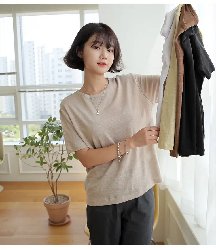 Linen Linen V-Neck T-Shirt Lavender — feature 13