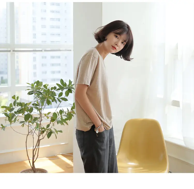 Linen Linen V-Neck T-Shirt Lavender — feature 15