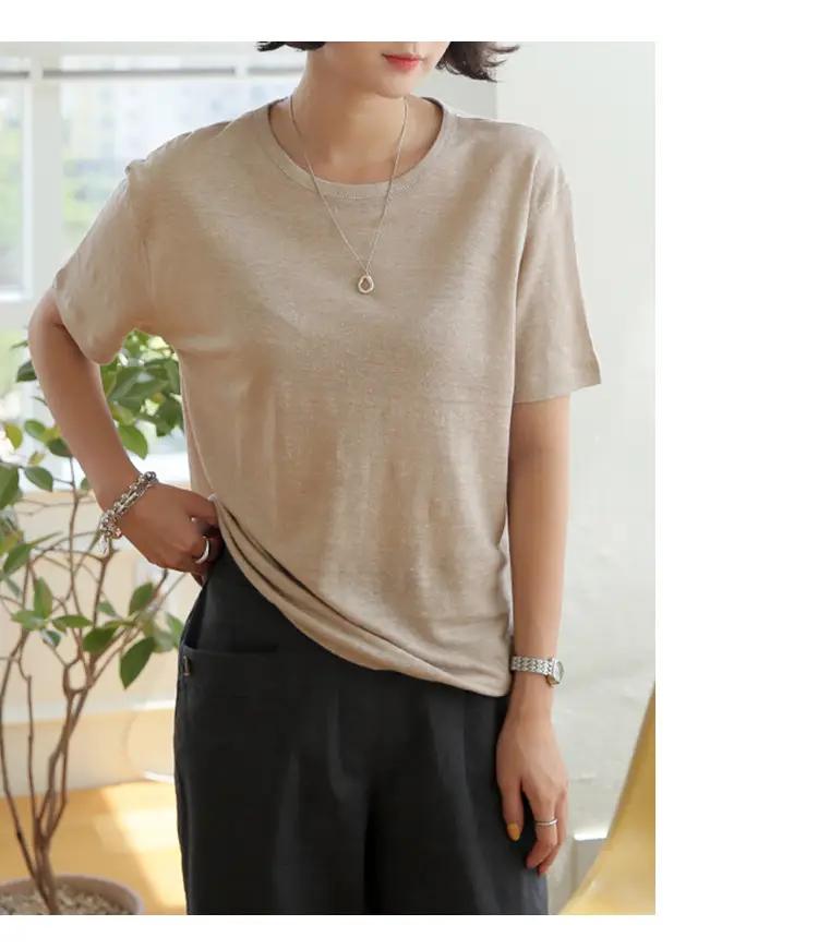 Linen Linen V-Neck T-Shirt Lavender — feature 16