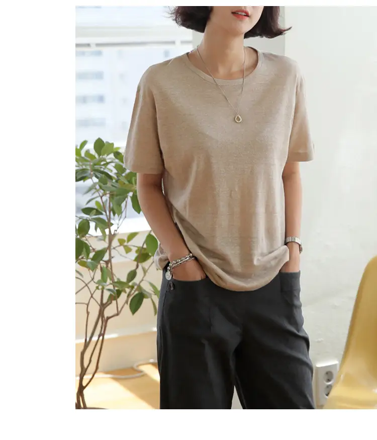 Linen Linen V-Neck T-Shirt Lavender — feature 17