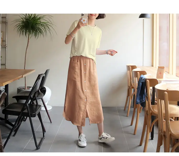 Linen Linen V-Neck T-Shirt Lavender — feature 25