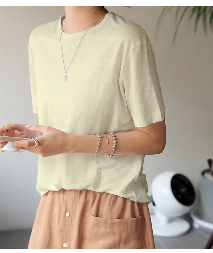 Linen Linen V-Neck T-Shirt Lavender — feature 26