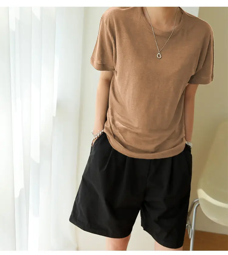 Linen Linen V-Neck T-Shirt Lavender — feature 27