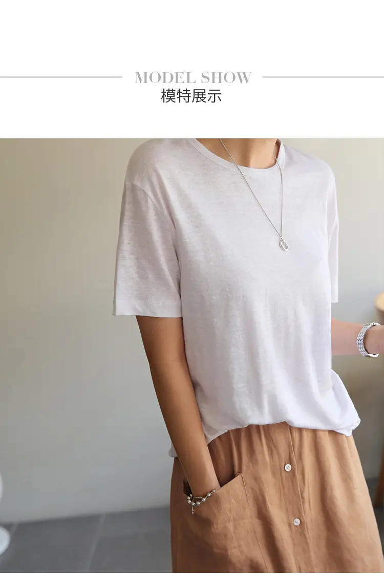 Linen Linen V-Neck T-Shirt Lavender — feature 3