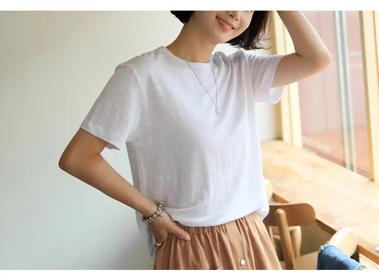 Linen Linen V-Neck T-Shirt Lavender — feature 4