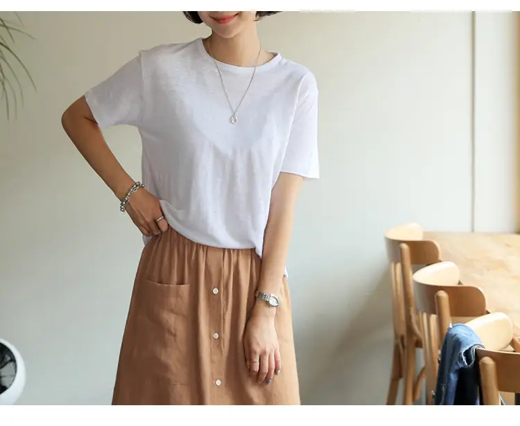 Linen Linen V-Neck T-Shirt Lavender — feature 7