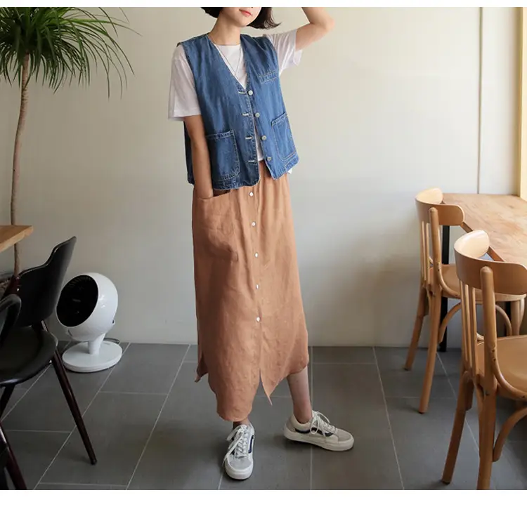 Linen Linen V-Neck T-Shirt Lavender — feature 8
