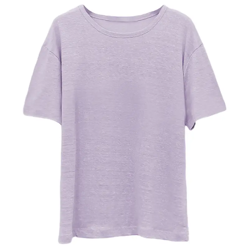 Linen Linen V-Neck T-Shirt Lavender - Image 3