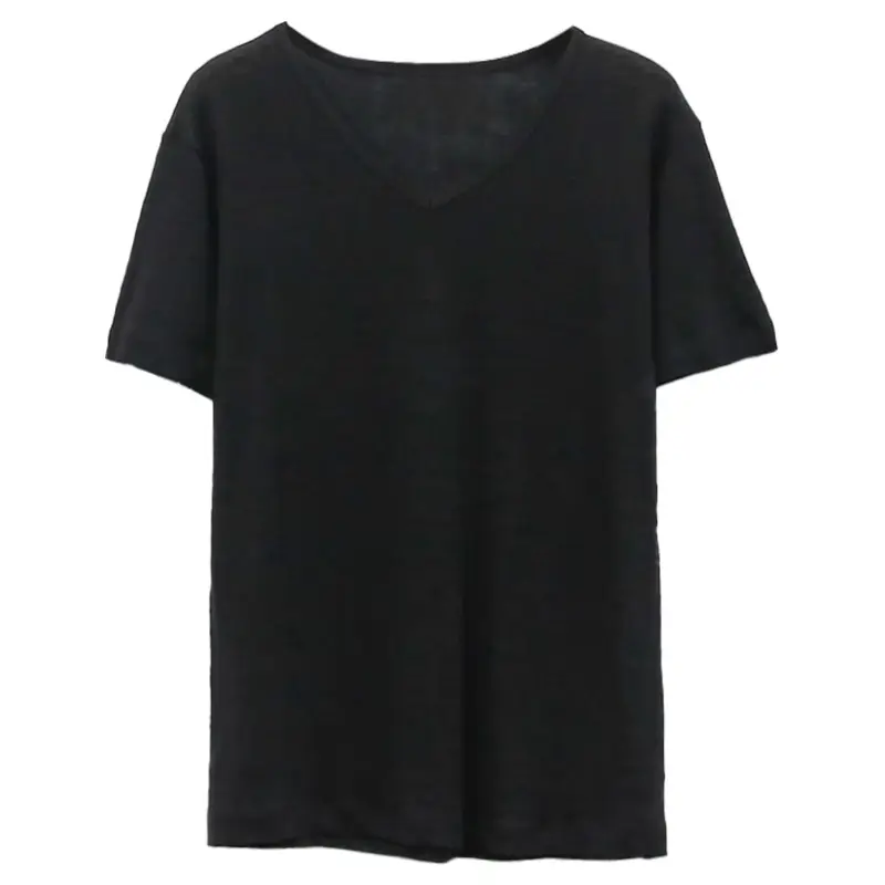 Linen Linen V-Neck T-Shirt Lavender - Image 6