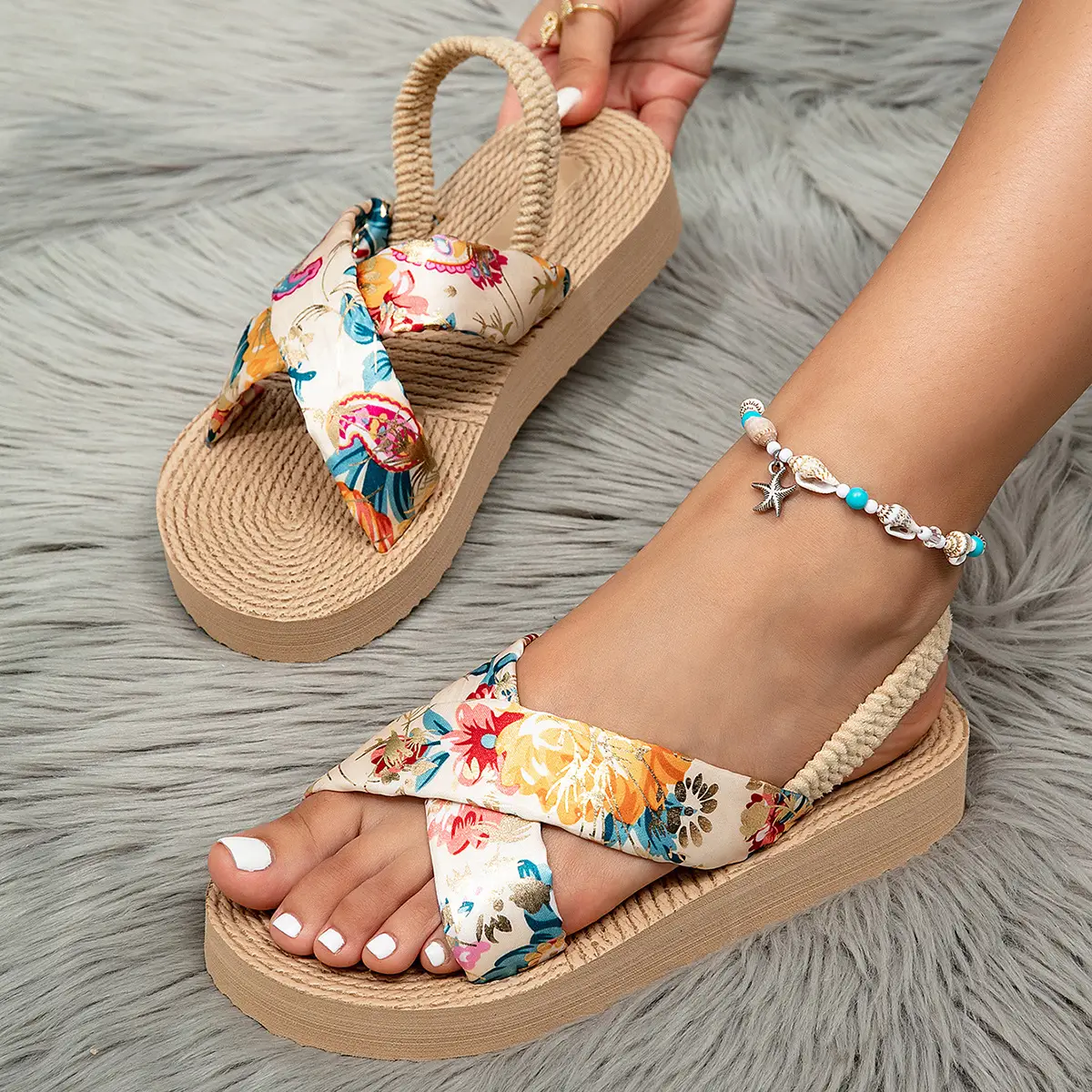 Women's Gilded Satin Belt Flip Flops Black