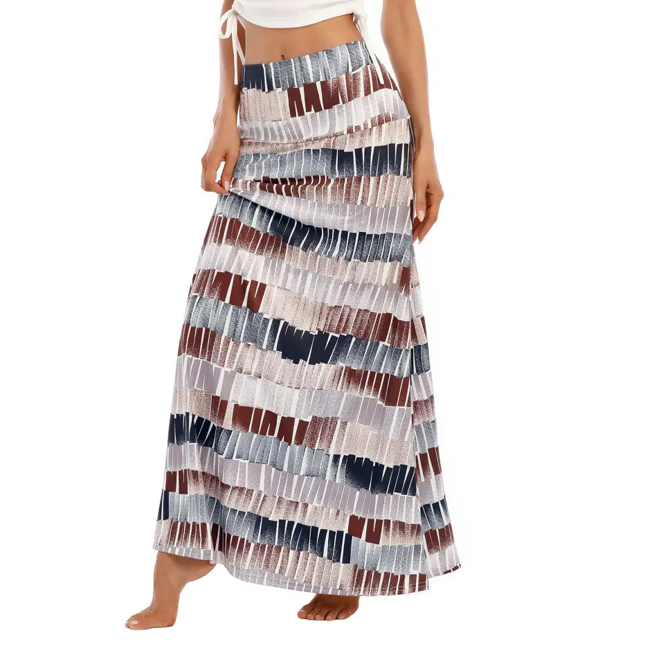 2022 Printed High Waist Long Dress Bohemian Large Swing A-Line Skirt Women - Image 11