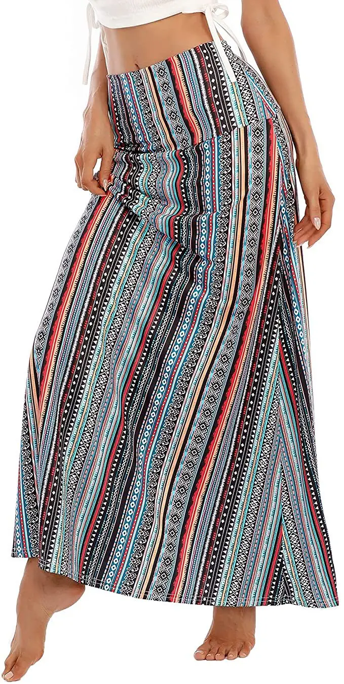 2022 Printed High Waist Long Dress Bohemian Large Swing A-Line Skirt Women - Image 2