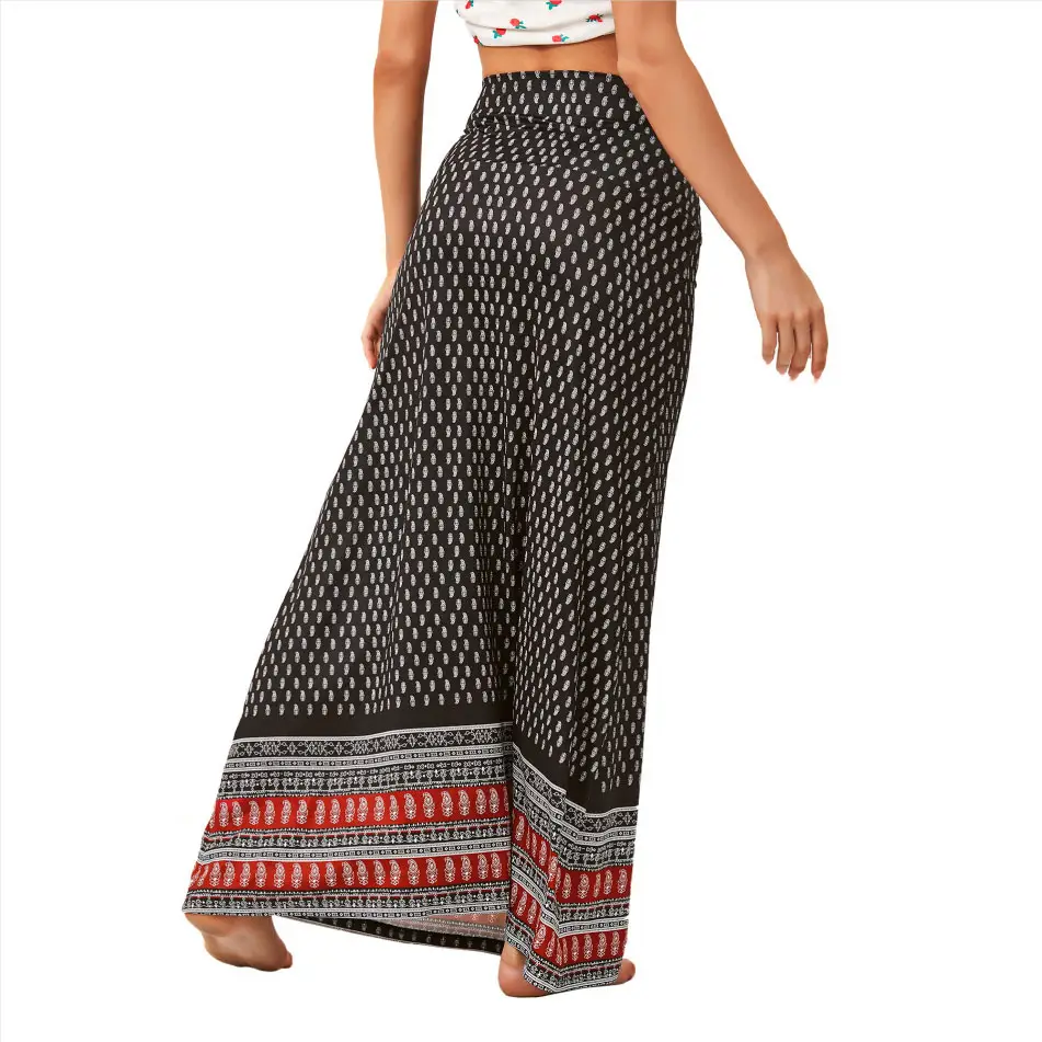 2022 Printed High Waist Long Dress Bohemian Large Swing A-Line Skirt Women - Image 7