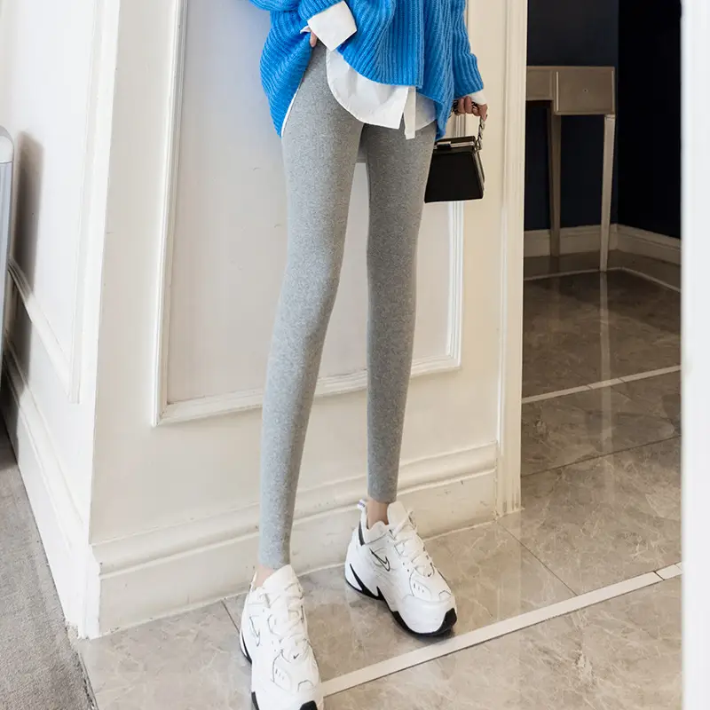 Women Grey Slimming Leggings with Embroidered Butt Lift
